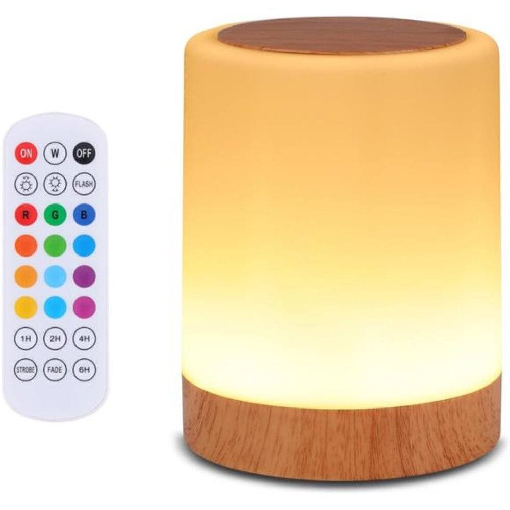 Touch Bedside Table Lamp,13 RGB Colors & 5 Brightness, USB Rechargeable